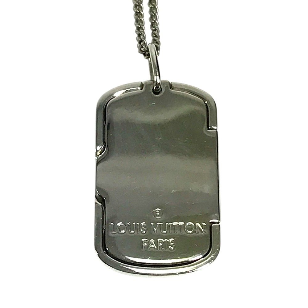 Louis Vuitton Necklace Locket Monogram Pendant Metal Silver