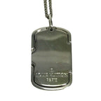 Louis Vuitton Necklace Locket Monogram Pendant Metal Silver