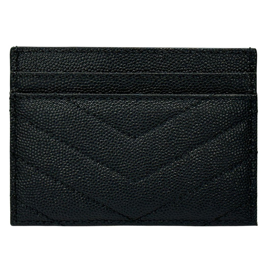Saint Laurent Card Case Leather Black Silver Logo — view 2