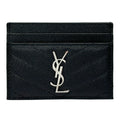 Saint Laurent Card Case Leather Black Silver Logo