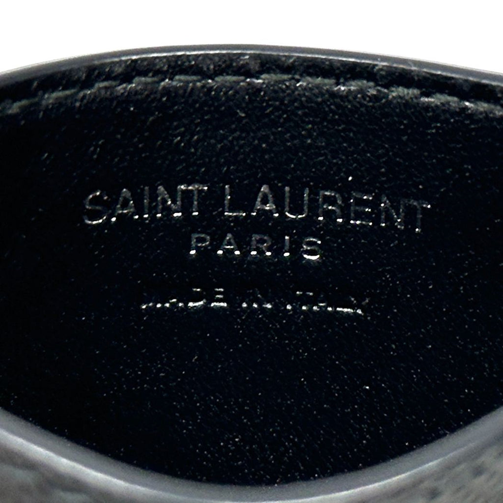 Saint Laurent Card Case Leather Black Silver Logo — view 5