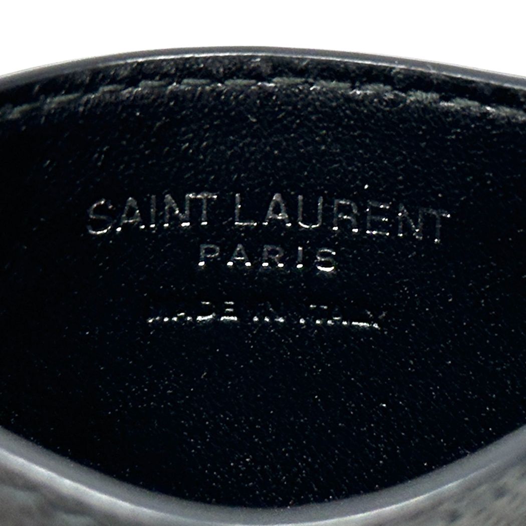 Saint Laurent Card Case Leather Black Silver Logo — view 5