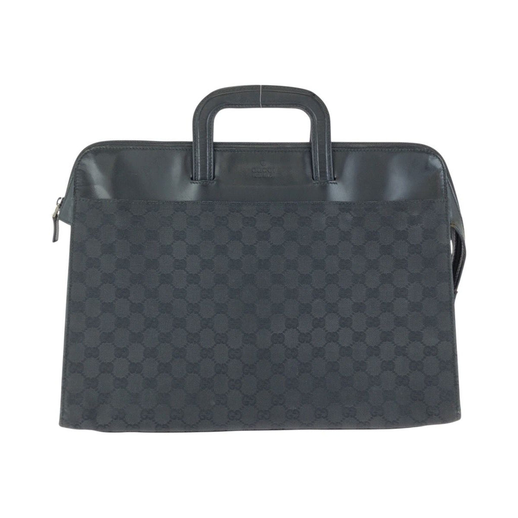 Gucci Black Silver GG Canvas Leather Business Briefcase
