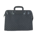 Gucci Black Silver GG Canvas Leather Business Briefcase