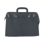 Gucci Black Silver GG Canvas Leather Business Briefcase