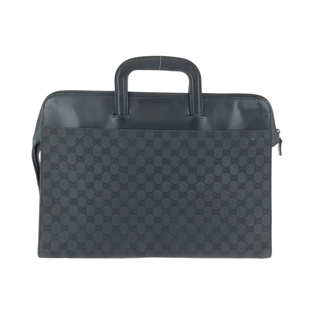 Gucci Black Silver GG Canvas Leather Business Briefcase — view 2
