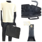 Gucci Black Silver GG Canvas Leather Business Briefcase — view 8