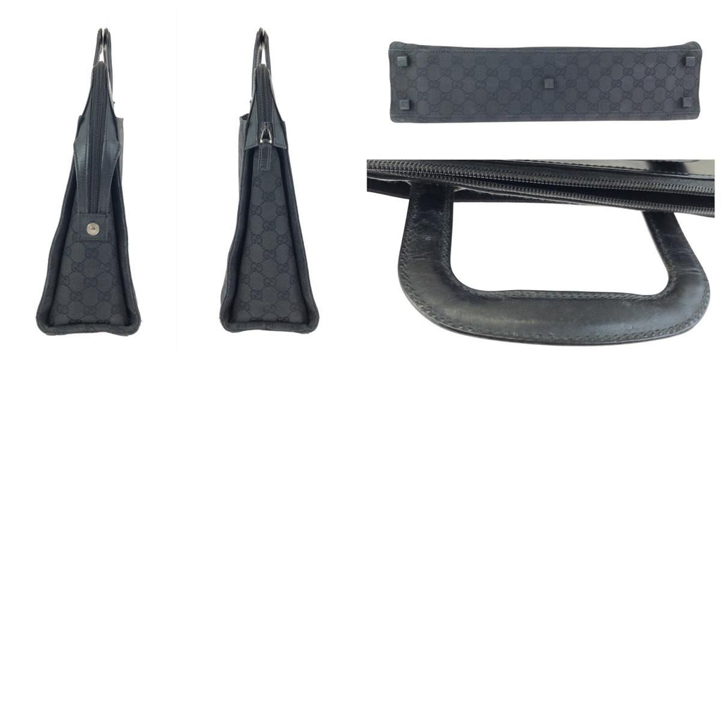 Gucci Black Silver GG Canvas Leather Business Briefcase — view 9