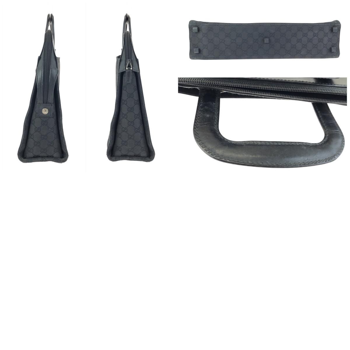 Gucci Black Silver GG Canvas Leather Business Briefcase — view 9