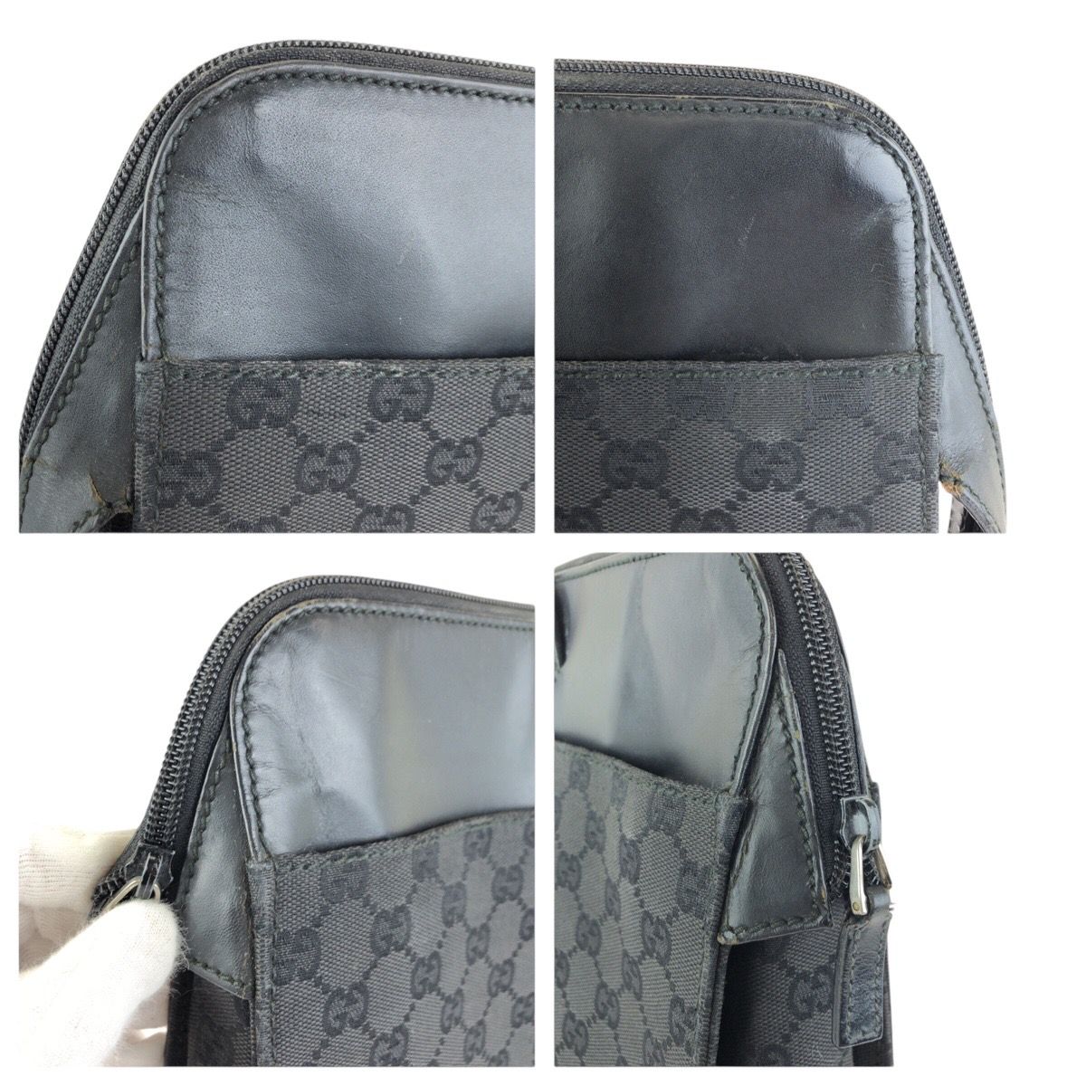 Gucci Black Silver GG Canvas Leather Business Briefcase — view 5
