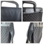 Gucci Black Silver GG Canvas Leather Business Briefcase — view 6