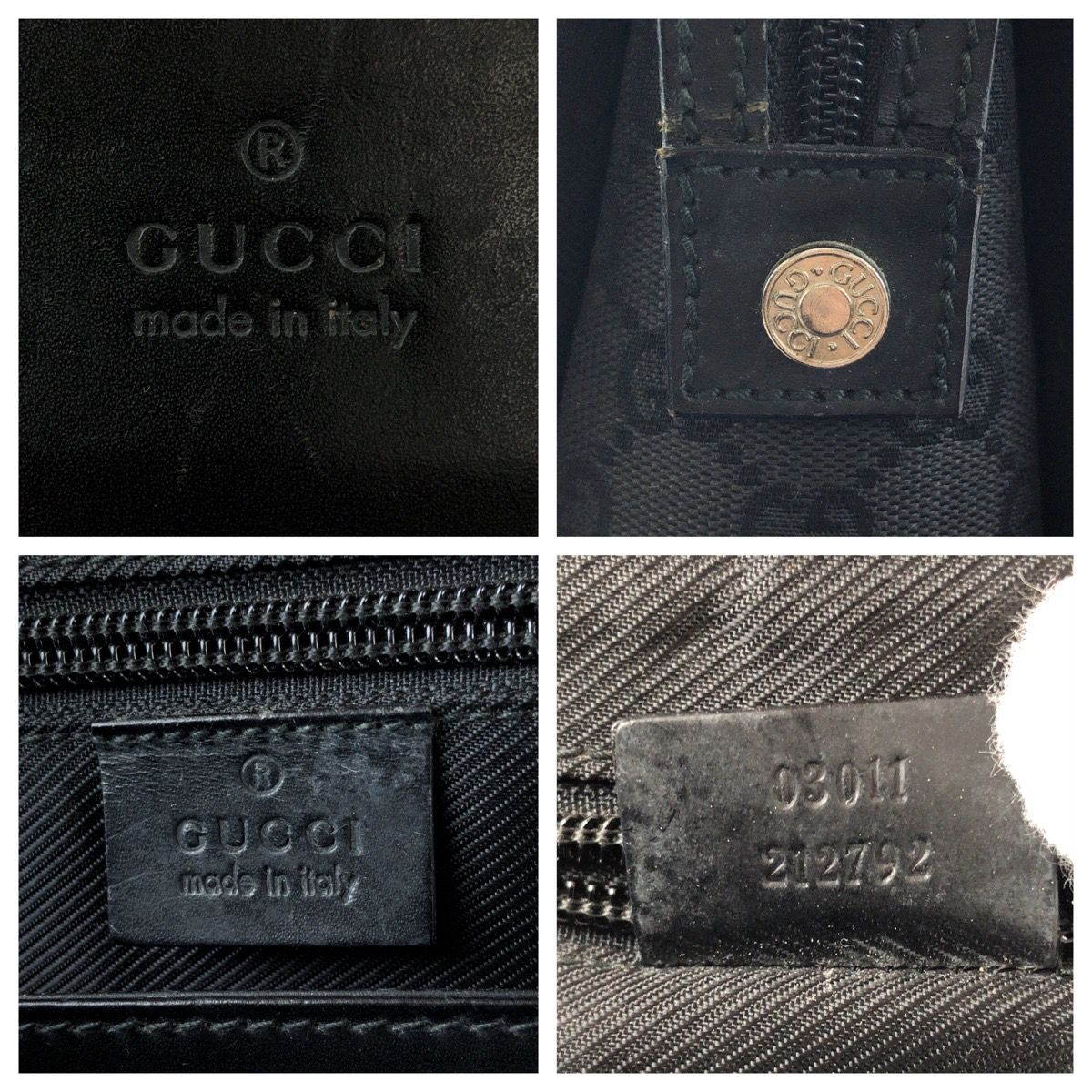 Gucci Black Silver GG Canvas Leather Business Briefcase — view 4