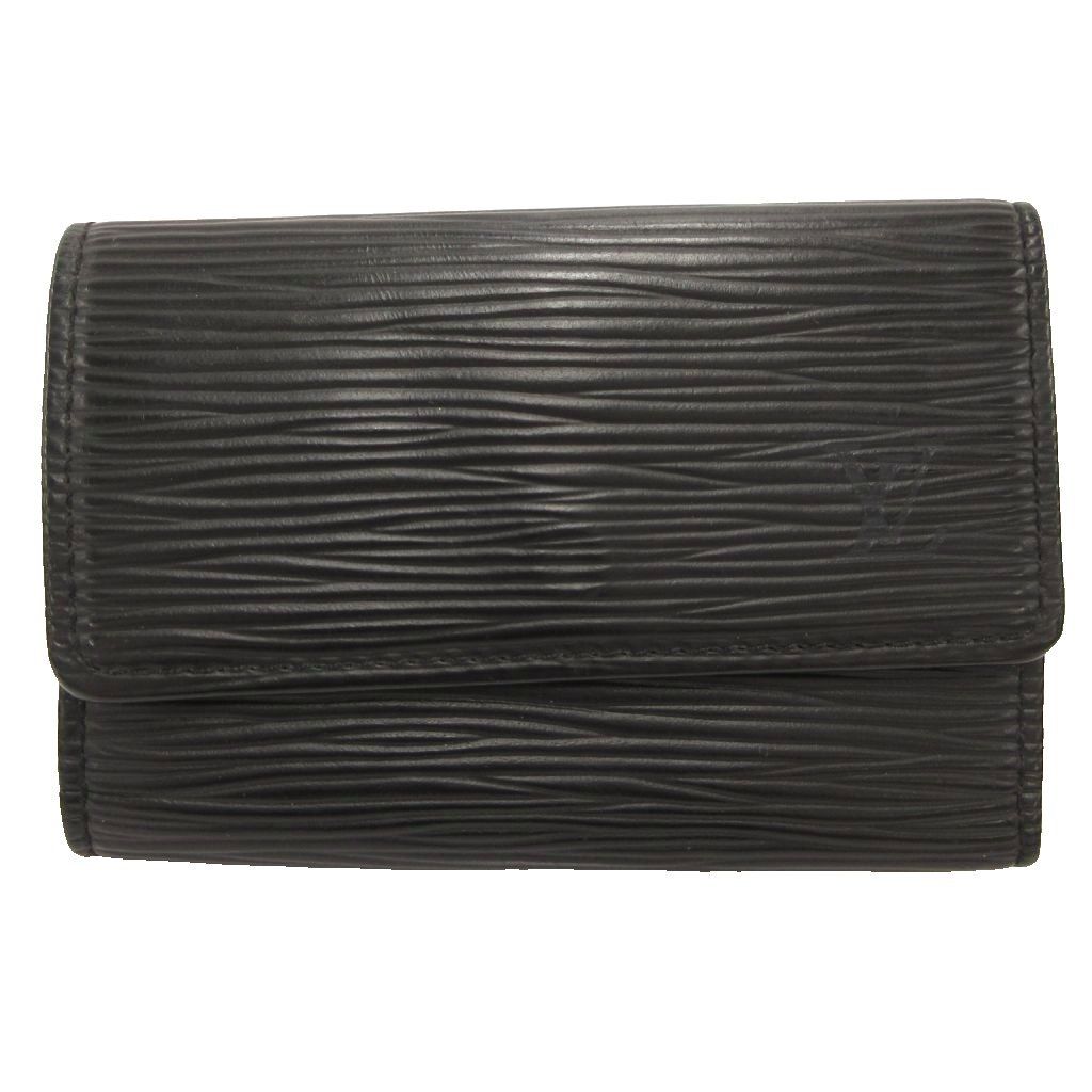 Louis Vuitton Key Case Multicles 6 Epi Black Leather Button Closure SD