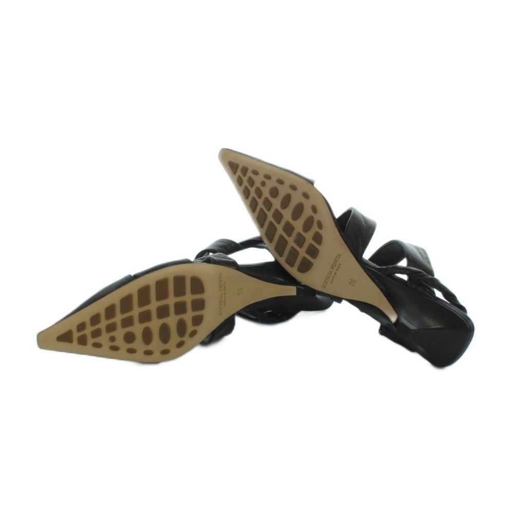 Bottega Veneta Sandals Pointed Toe Leather Logo 36 Black — view 6