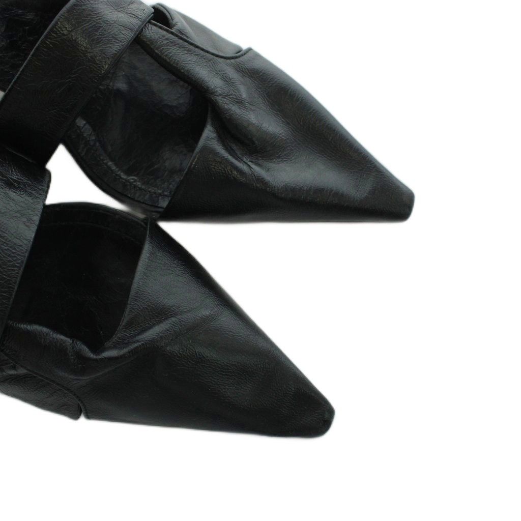 Bottega Veneta Sandals Pointed Toe Leather Logo 36 Black — view 3