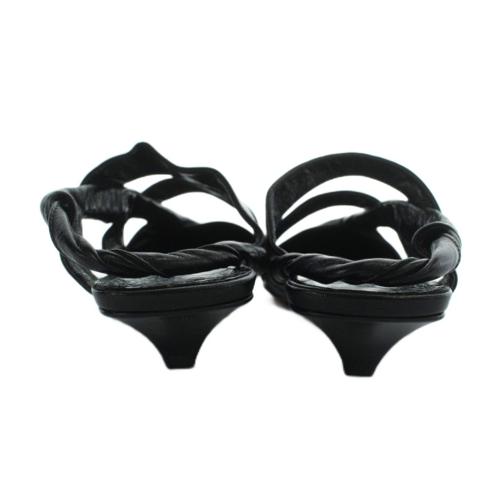 Bottega Veneta Sandals Pointed Toe Leather Logo 36 Black — view 5