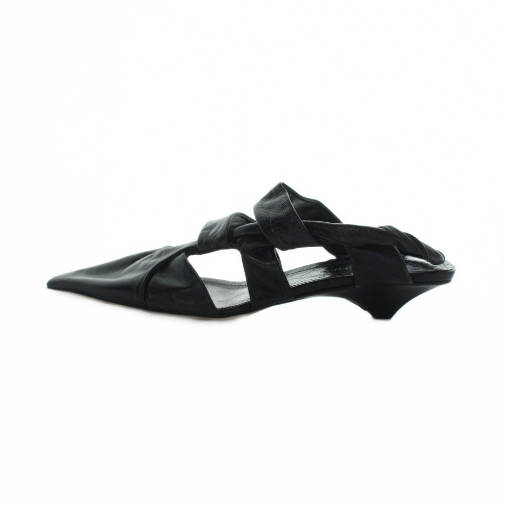 Bottega Veneta Sandals Pointed Toe Leather Logo 36 Black — view 2