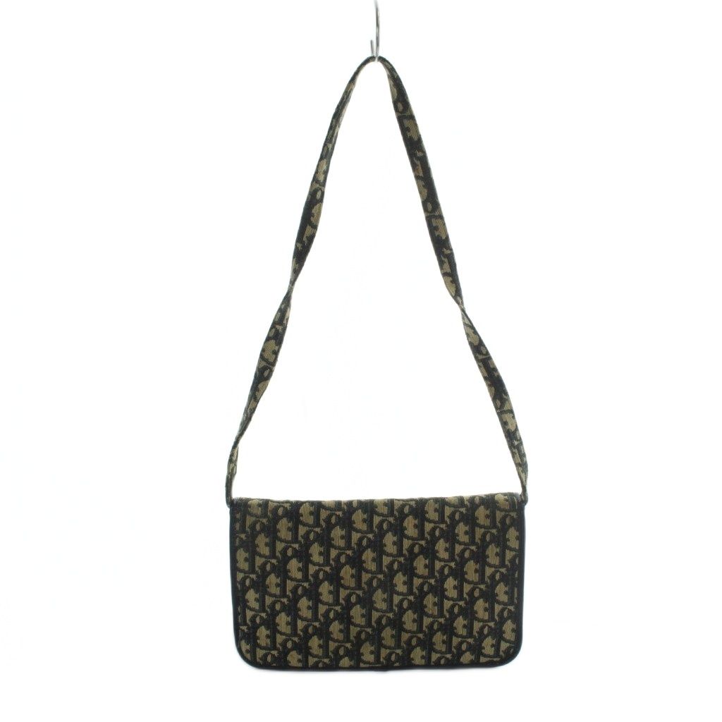 Dior Vintage Trotter Shoulder Bag Crossbody Canvas Leather CD Logo Gold Navy — view 2