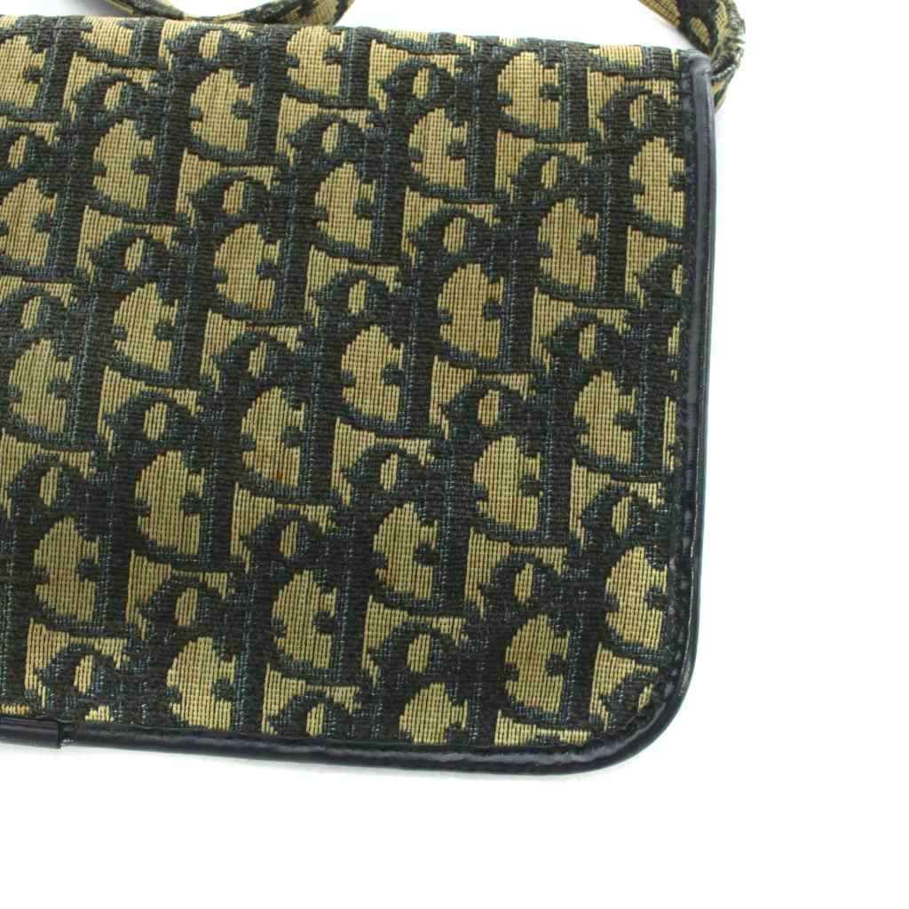 Dior Vintage Trotter Shoulder Bag Crossbody Canvas Leather CD Logo Gold Navy — view 8