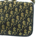 Dior Vintage Trotter Shoulder Bag Crossbody Canvas Leather CD Logo Gold Navy — view 8