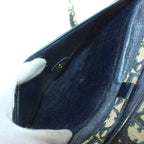 Dior Vintage Trotter Shoulder Bag Crossbody Canvas Leather CD Logo Gold Navy — view 6