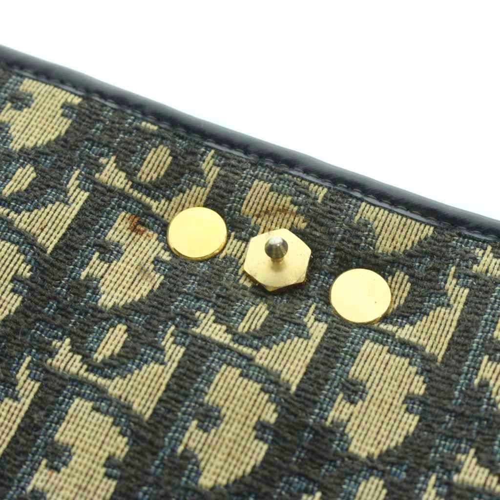 Dior Vintage Trotter Shoulder Bag Crossbody Canvas Leather CD Logo Gold Navy — view 7