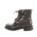 Gucci Short Boots Leather Round Toe Logo 36 Brown