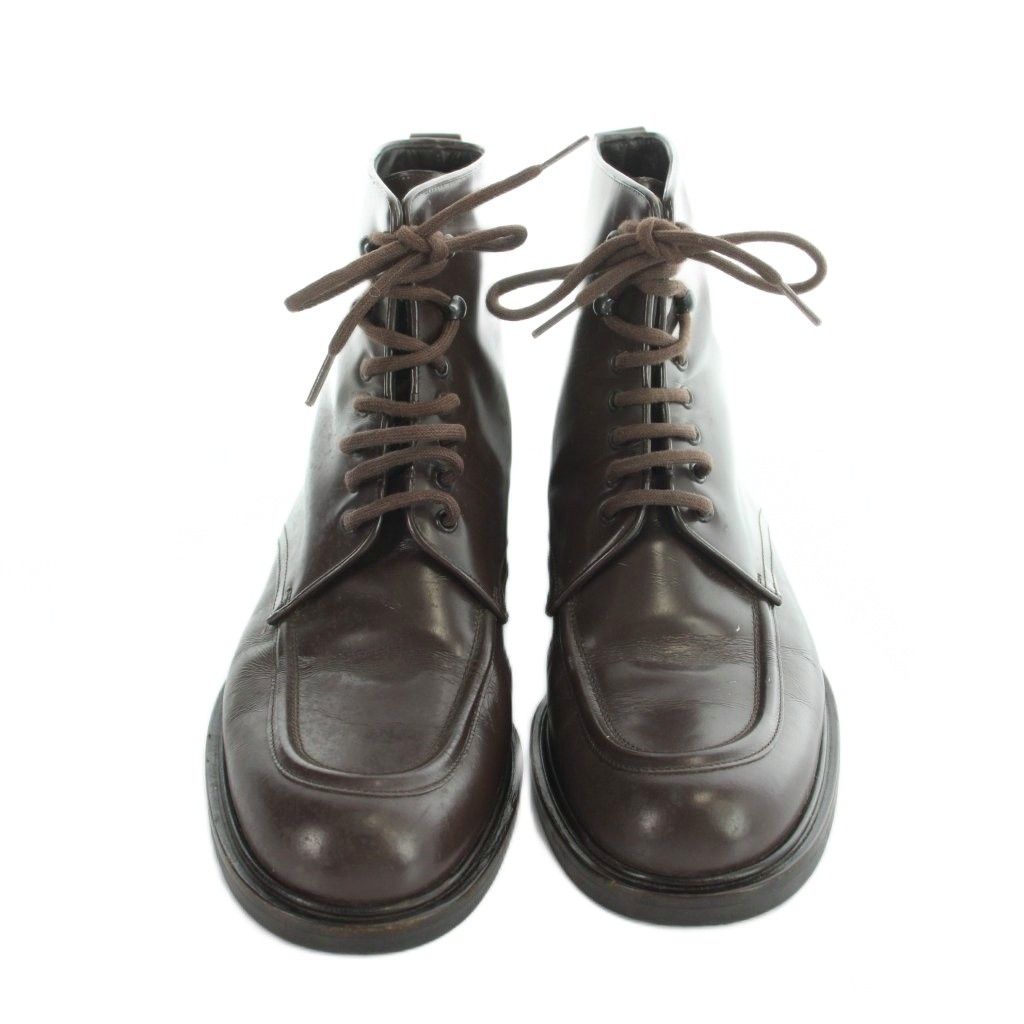 Gucci Short Boots Leather Round Toe Logo 36 Brown — view 2