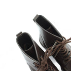 Gucci Short Boots Leather Round Toe Logo 36 Brown — view 5