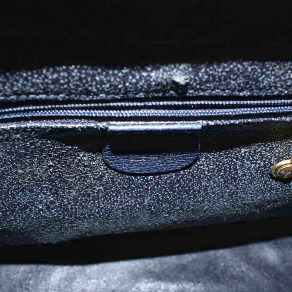 Gucci 002 Bamboo Handbag Tote Suede Logo Navy — view 6