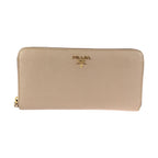 Prada Saffiano Beige Gold Leather Wallet