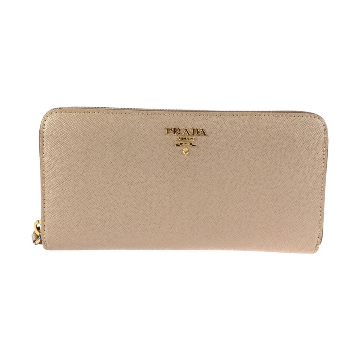 Prada Saffiano Beige Gold Leather Wallet