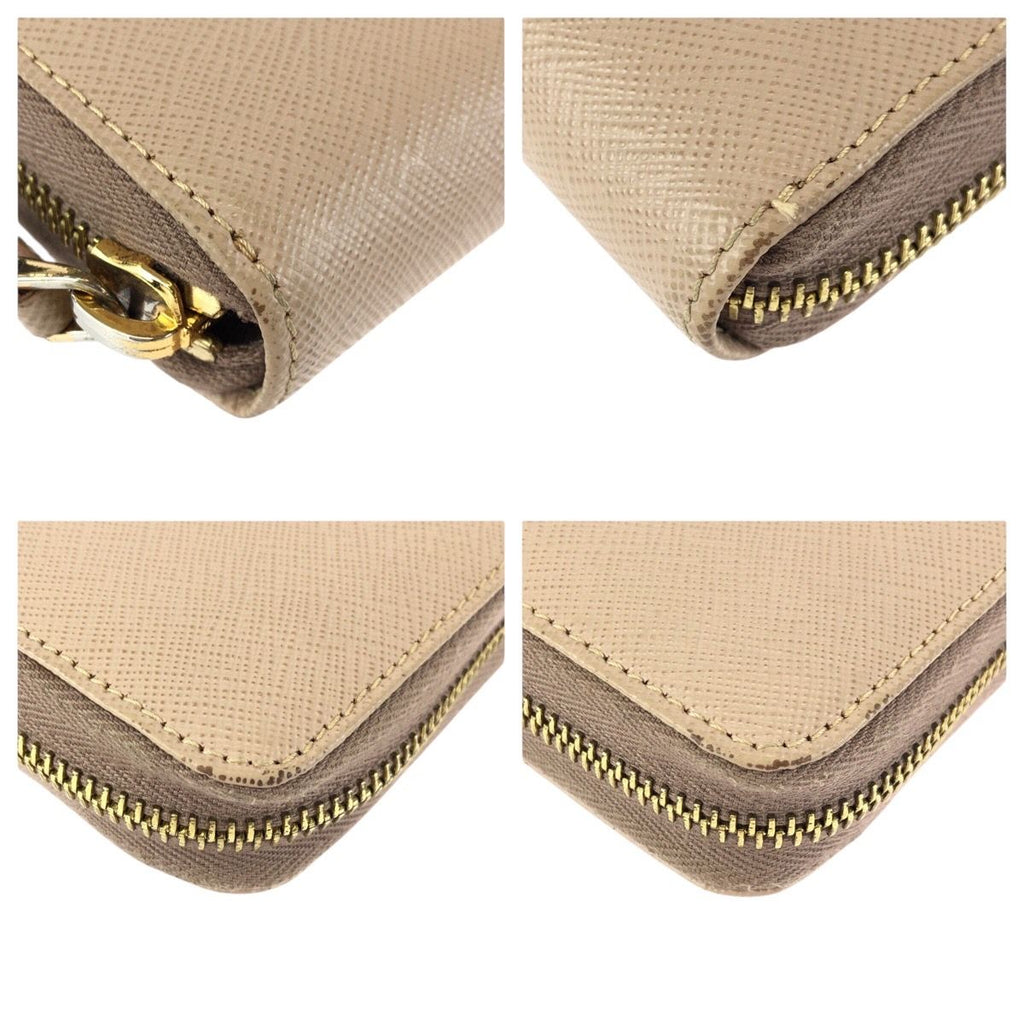 Prada Saffiano Beige Gold Leather Wallet — view 3