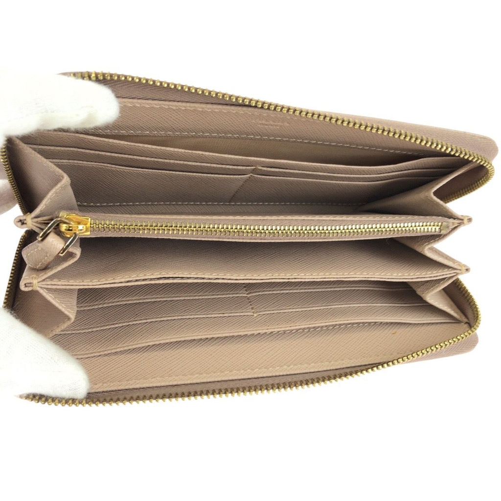 Prada Saffiano Beige Gold Leather Wallet — view 8