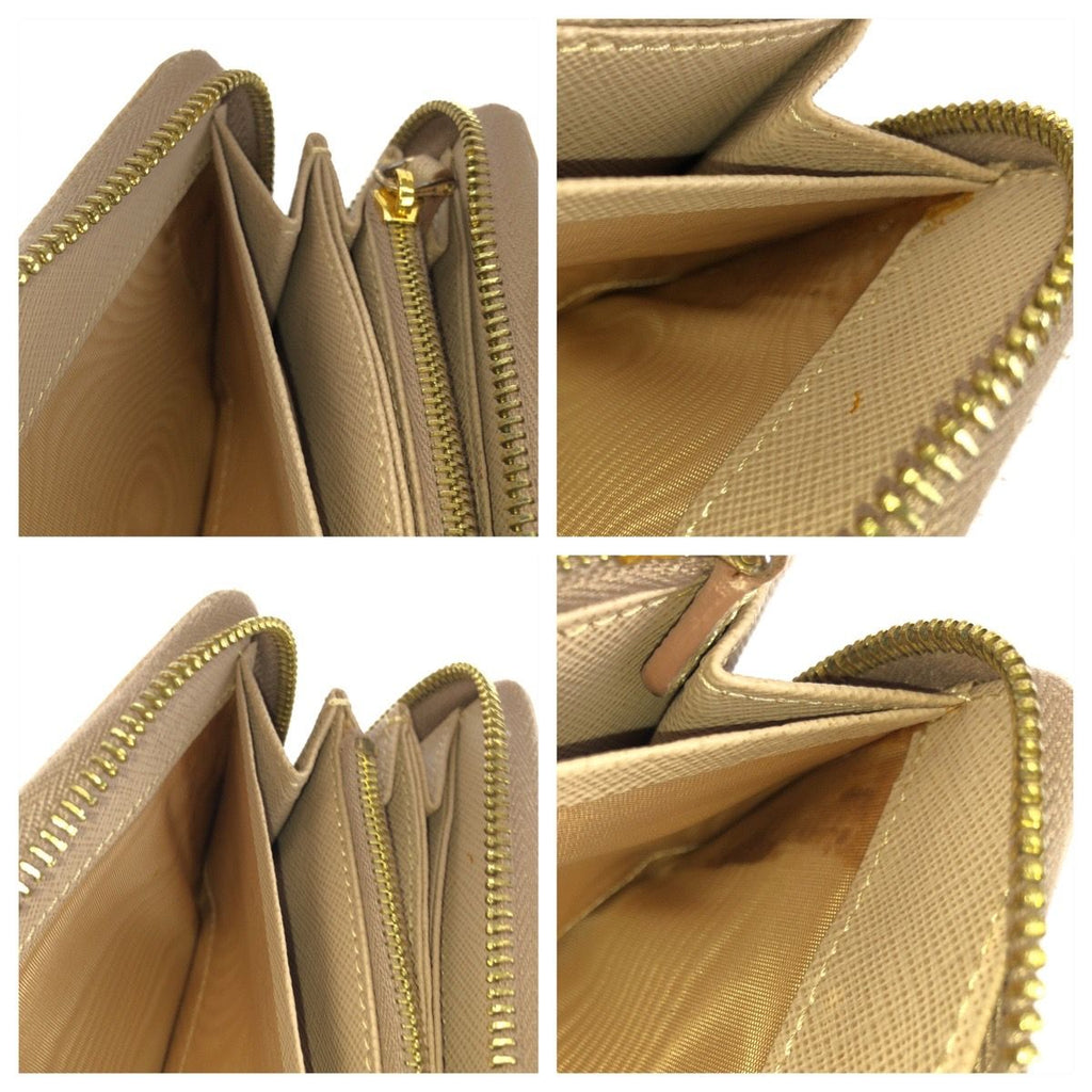Prada Saffiano Beige Gold Leather Wallet — view 6