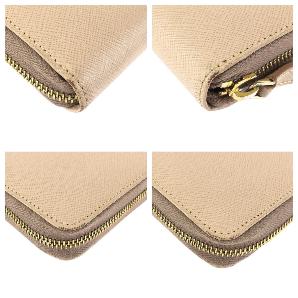 Prada Saffiano Beige Gold Leather Wallet — view 4