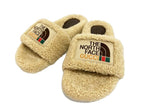 Gucci the North Face Logo Shearling Slide Sandals 36 Beige