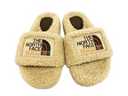 Gucci the North Face Logo Shearling Slide Sandals 36 Beige — view 2
