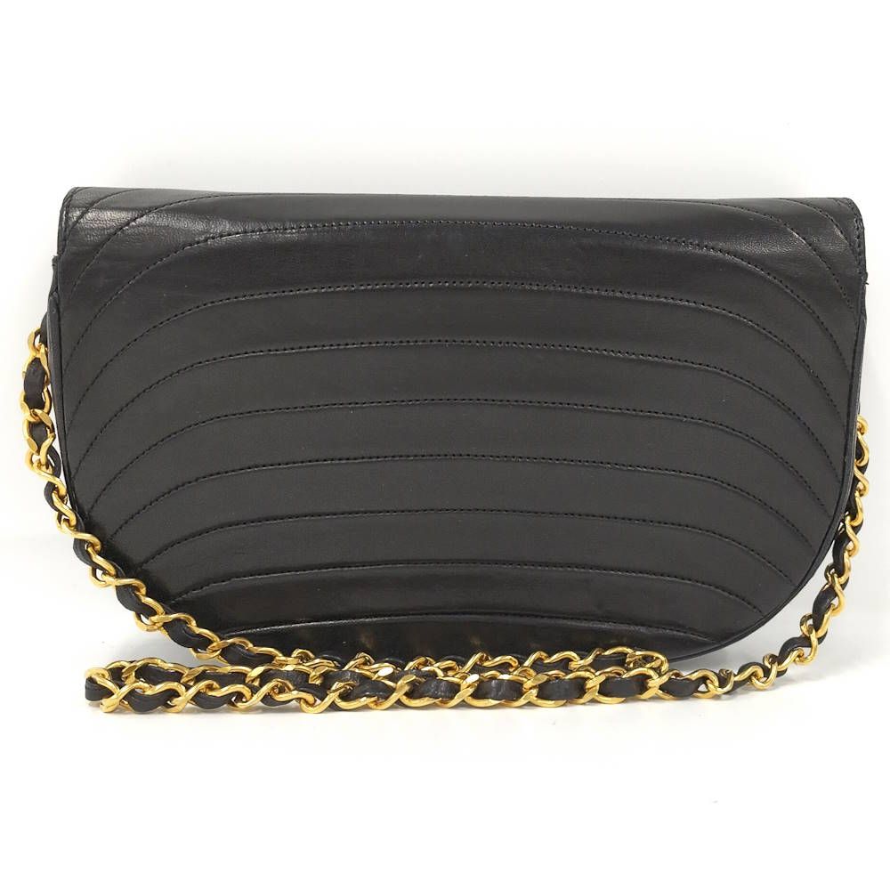 Chanel Chain Shoulder Bag Half Moon CC Lambskin Black — view 2