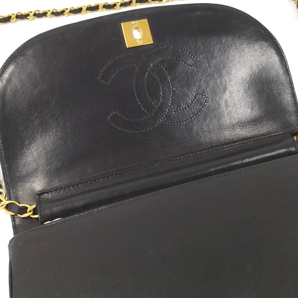Chanel Chain Shoulder Bag Half Moon CC Lambskin Black — view 6
