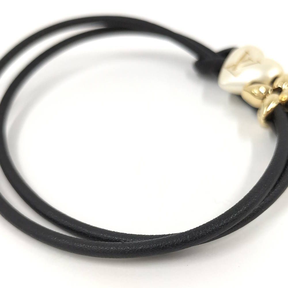 Louis Vuitton Bracelet LV Blue Pearl Heart Leather Gold Black — view 5