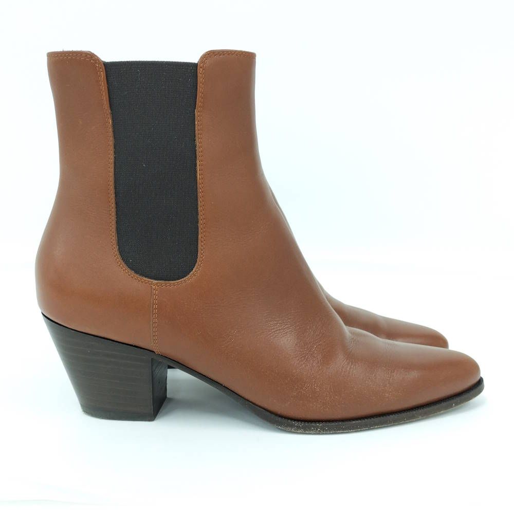 Celine Side Gore Boots Shoes Leather Brown — view 2