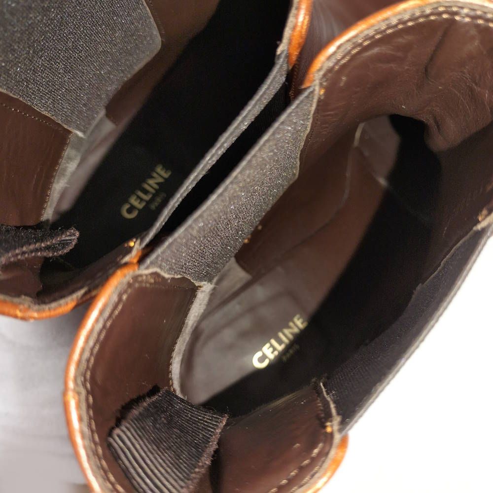 Celine Side Gore Boots Shoes Leather Brown — view 9