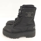 Celine Balki Boots Triomphe Nylon Canvas Black — view 2