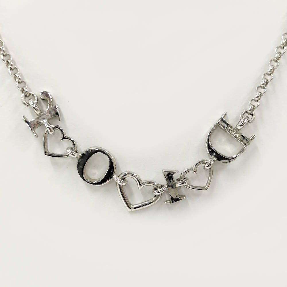 Dior Heart Charm Necklace Plated Silver — view 2