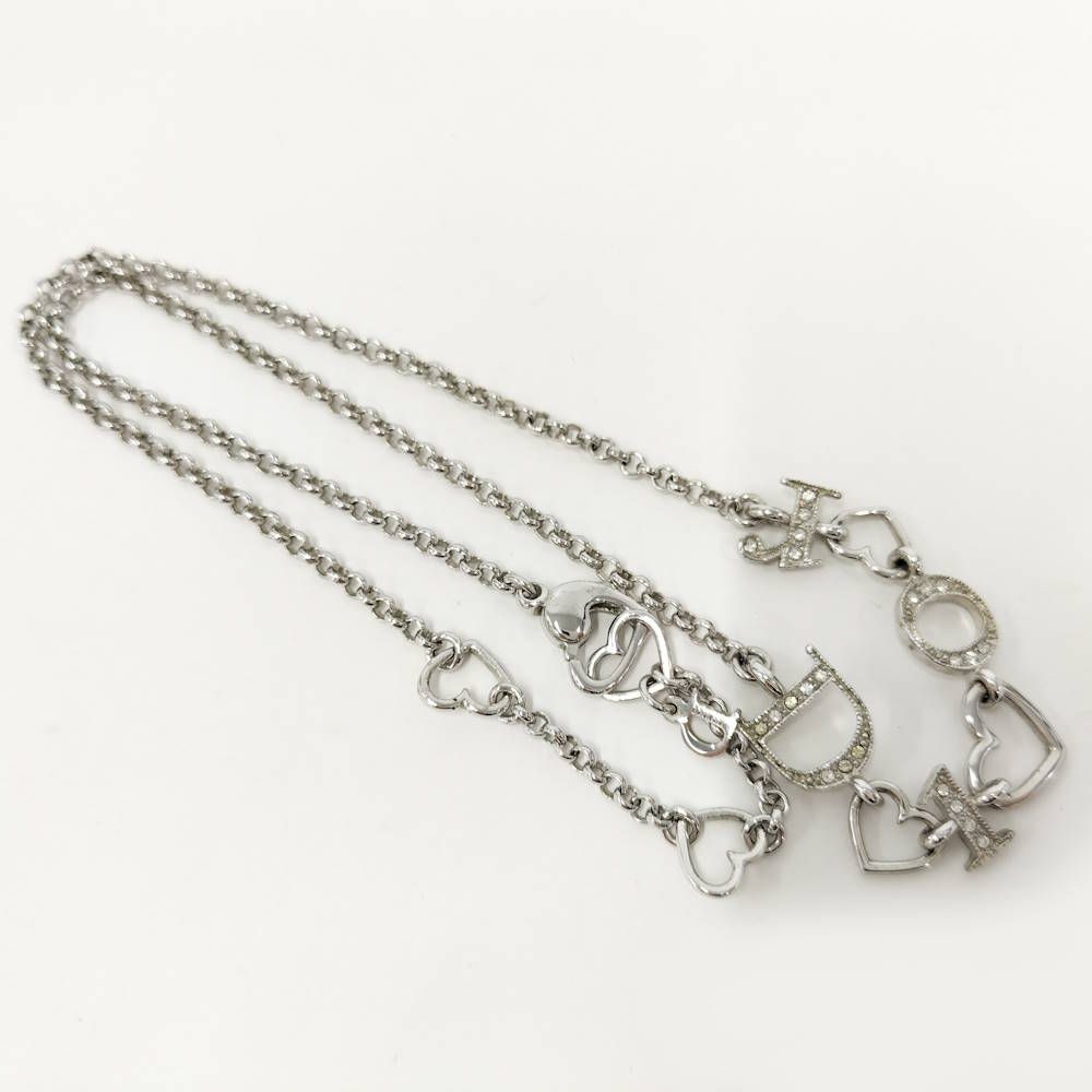 Dior Heart Charm Necklace Plated Silver — view 4