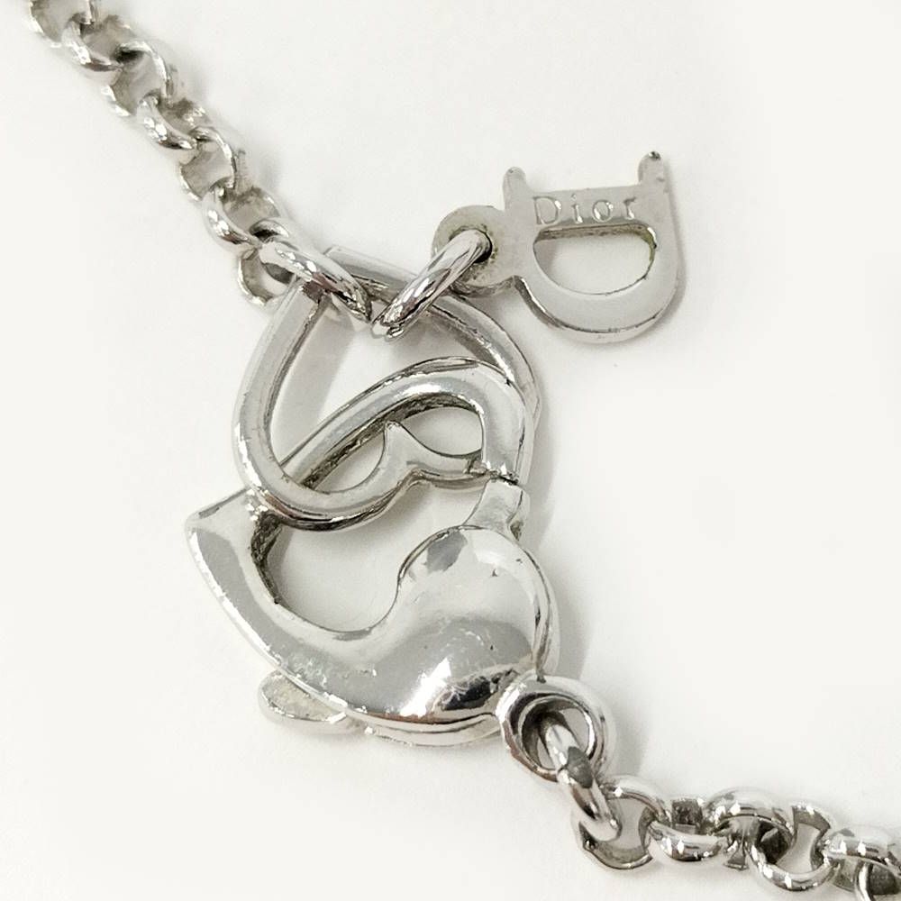 Dior Heart Charm Necklace Plated Silver — view 6