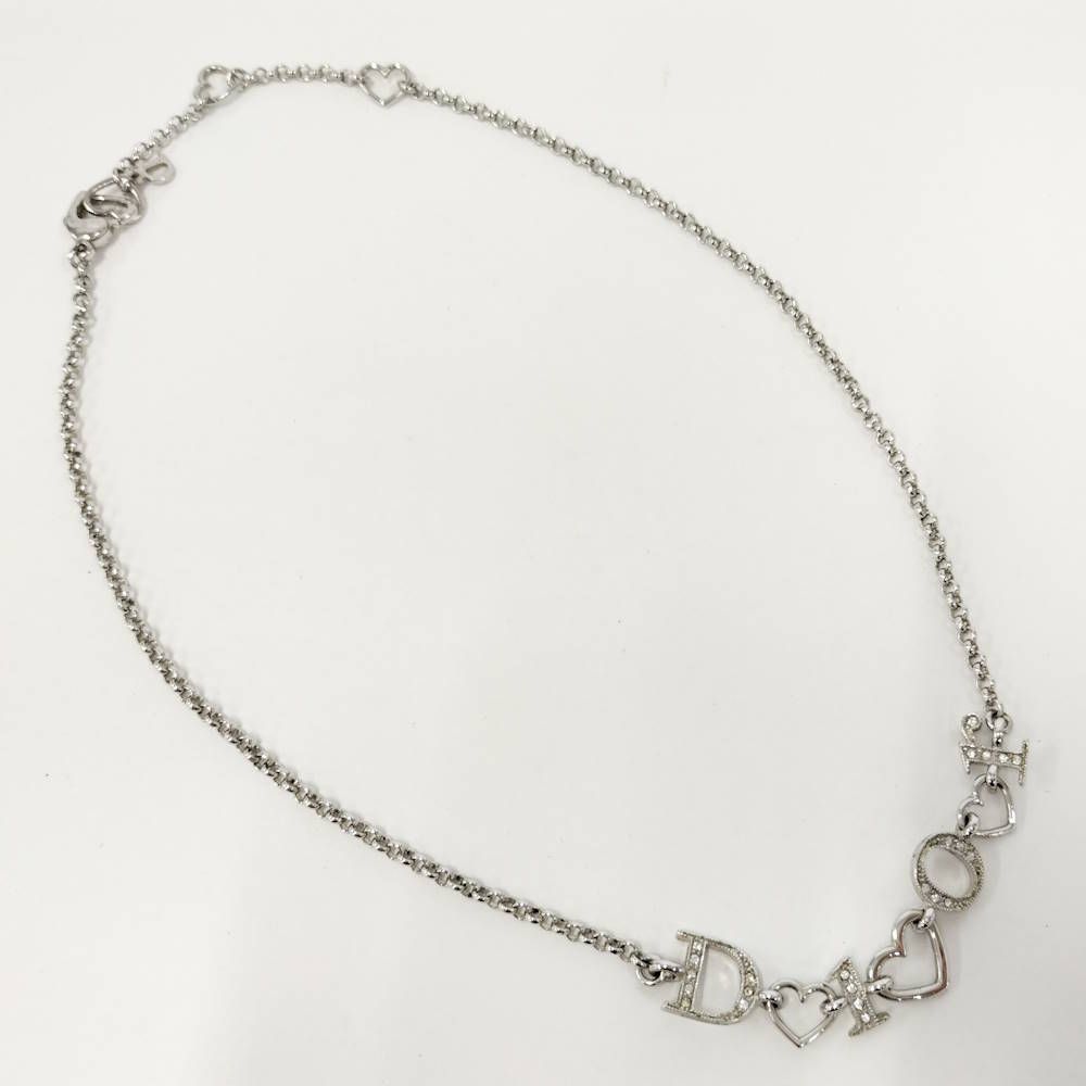 Dior Heart Charm Necklace Plated Silver — view 5