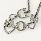 Dior Heart Charm Necklace Plated Silver — view 3