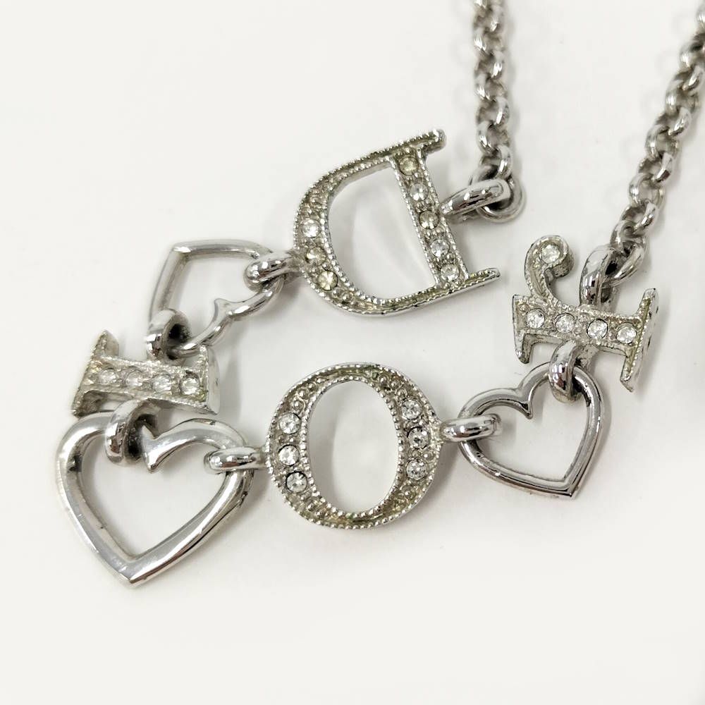 Dior Heart Charm Necklace Plated Silver — view 3